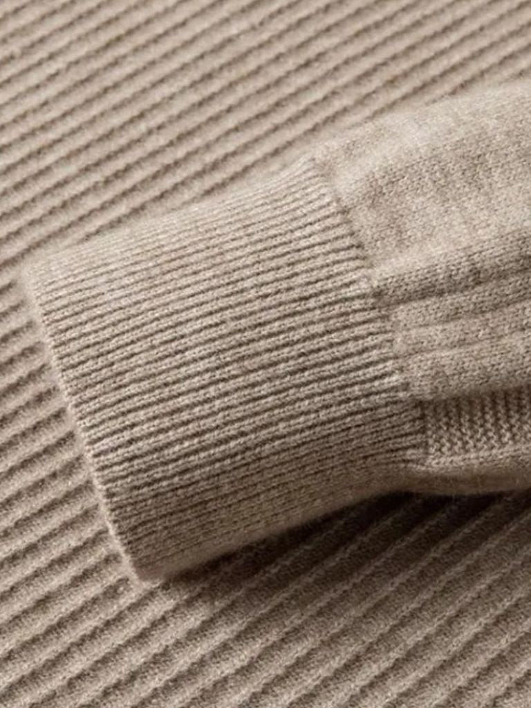 Stripe Quarter Zip Wool Sweater | Savile & Co.