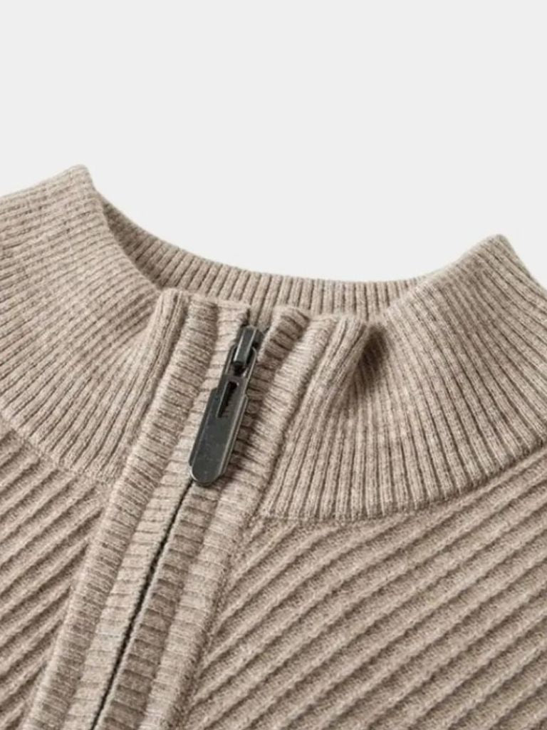 Stripe Quarter Zip Wool Sweater | Savile & Co.