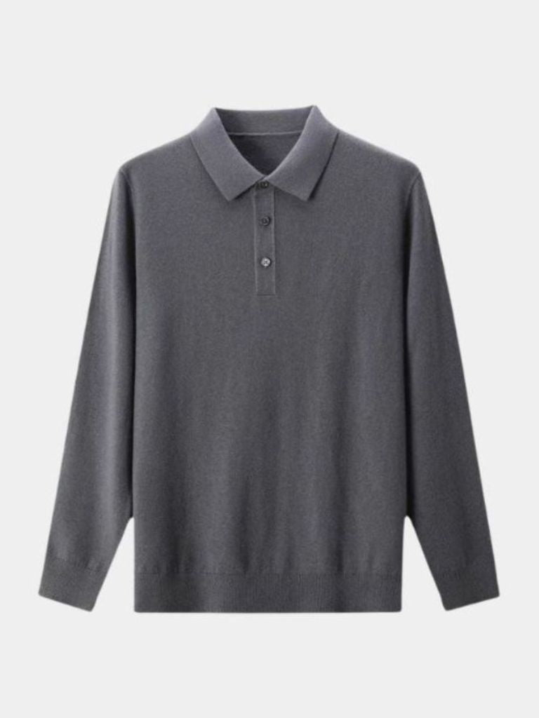 Wool Knit Button Up Polo Pullover | Savile & Co.