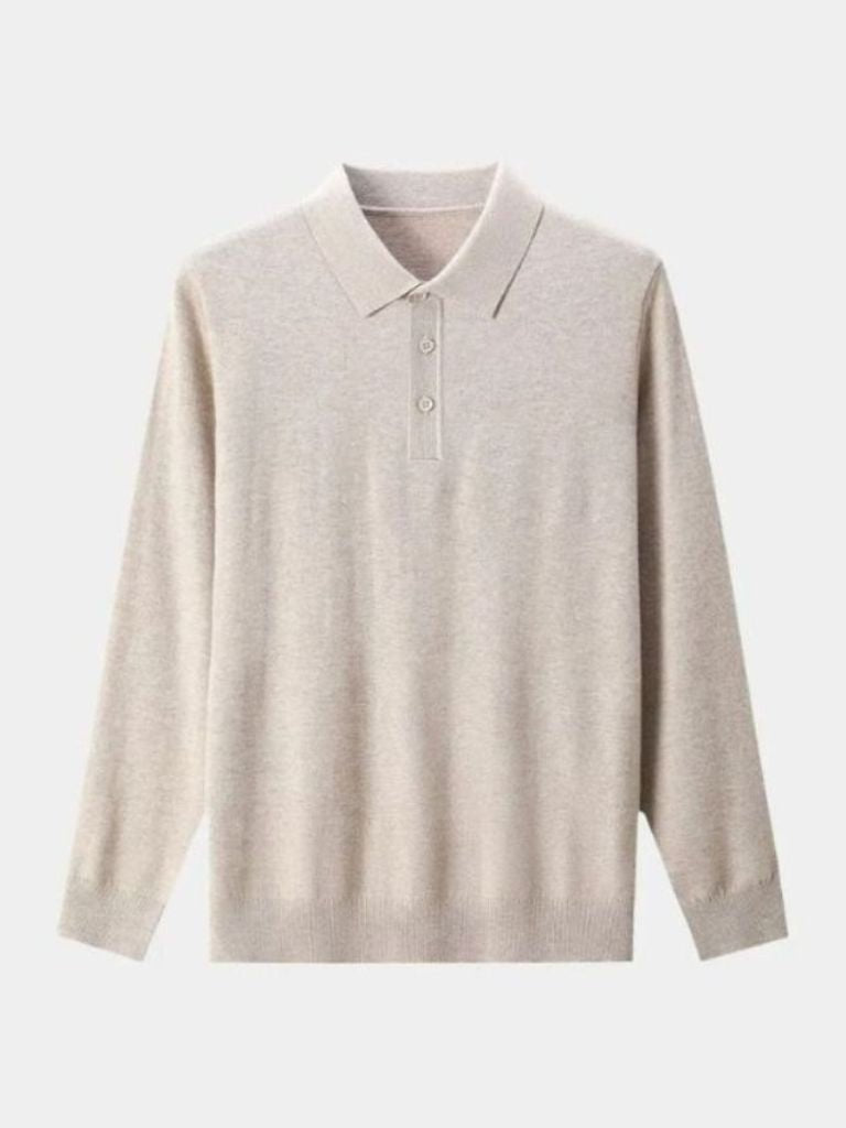 Wool Knit Button Up Polo Pullover | Savile & Co.