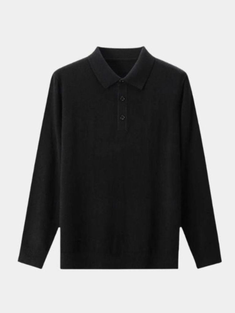 Wool Knit Button Up Polo Pullover | Savile & Co.