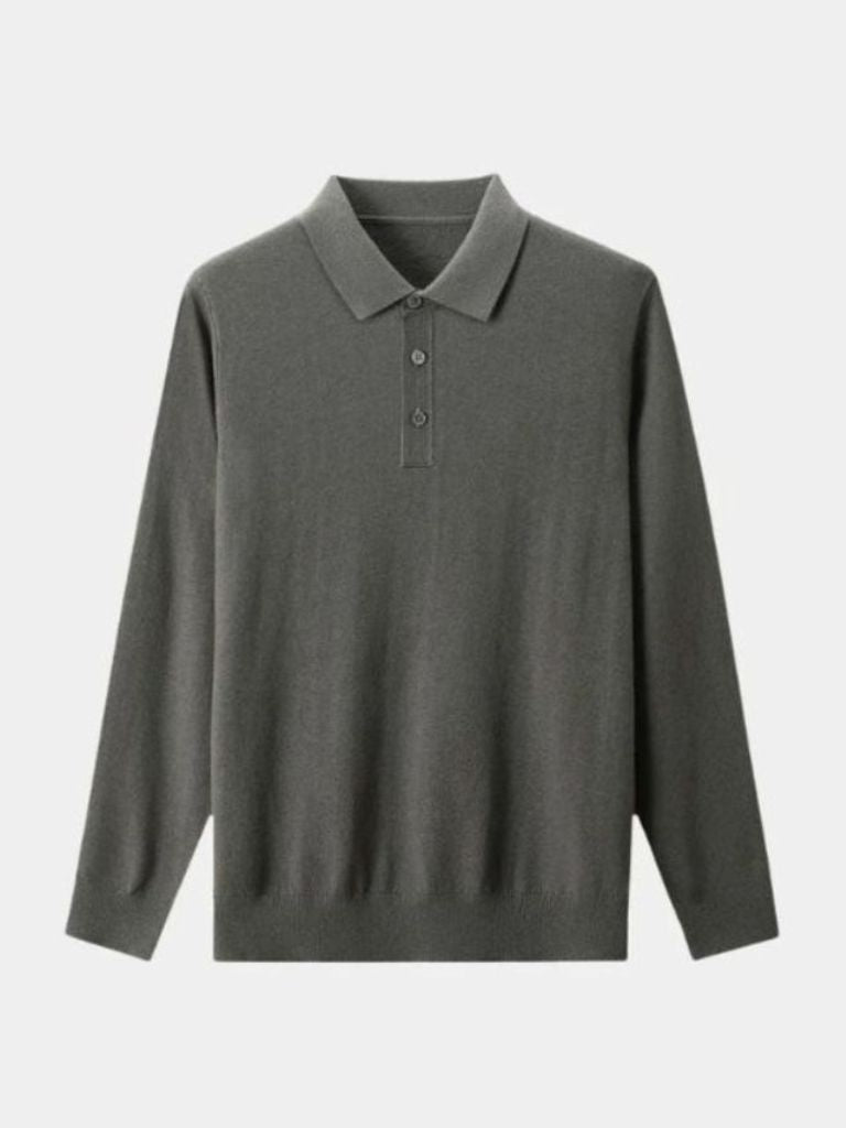 Wool Knit Button Up Polo Pullover | Savile & Co.