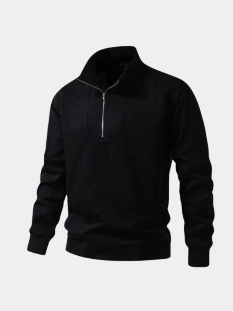 Zip Black Lapel Sports Sweatshirt | Savile & Co.