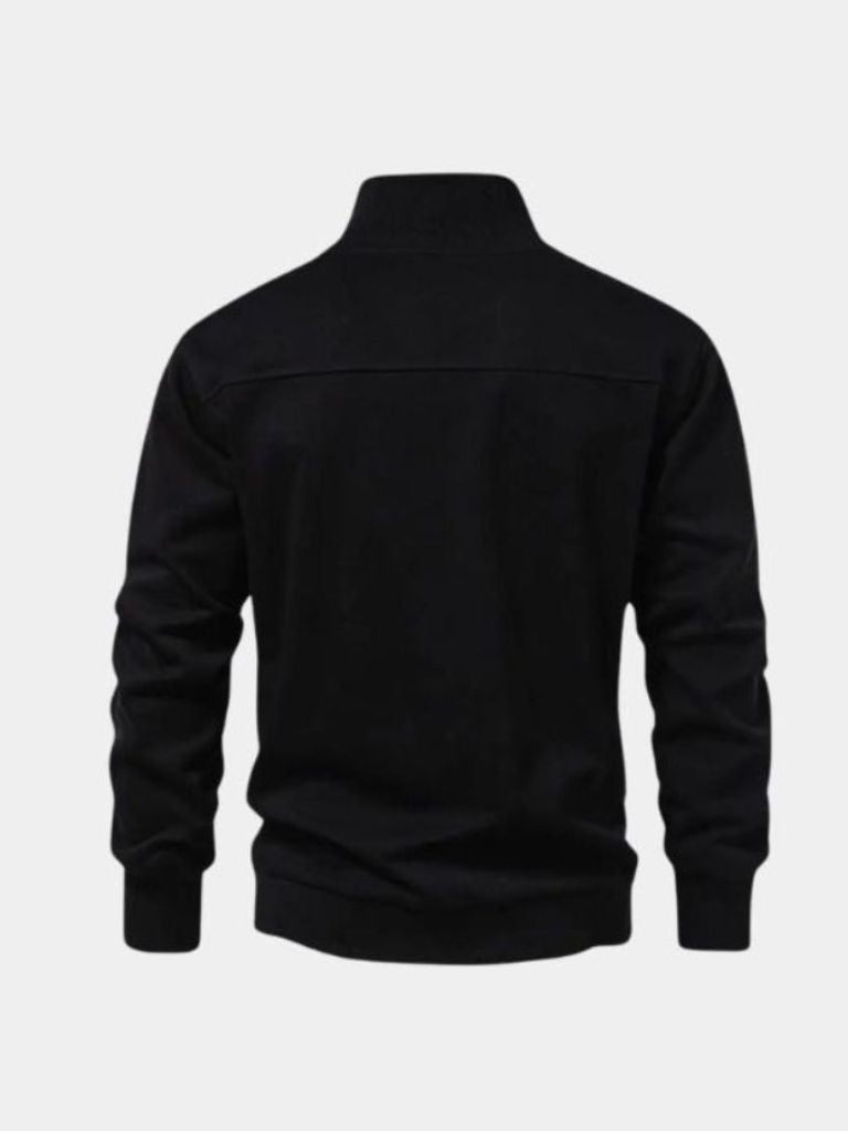 Zip Black Lapel Sports Sweatshirt | Savile & Co.
