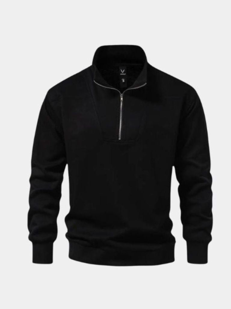 Zip Black Lapel Sports Sweatshirt | Savile & Co.